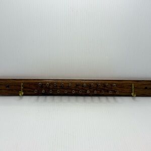 Vintage Wooden Tie Rack Solid Oak Belt Rack Necklace Organizer